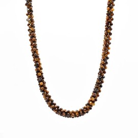 Hilary Joy Couture Choice of Gemstone Beaded Necklace Sterling Silver 75cm (Tiger's Eye)
