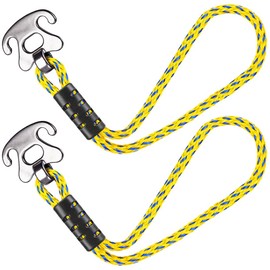 SELEWARE 2pcs Boat Tow Rope Quick Connector, Tow Rope Quick Connector for Tubing with Stainless Steel Connector, Water Sport Towable Connector for Boat, Jet ski, Seadoo, Watercraft (18", Yellow)