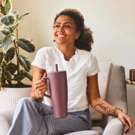 BrMate BrMate Era 40 oz Tumbler with Handle and Straw | 100% Leakproof Insulated Tumbler with Lid and Straw | Made of Stainless Steel | Cup Holder Friendly Base | 40oz (Matte Black)