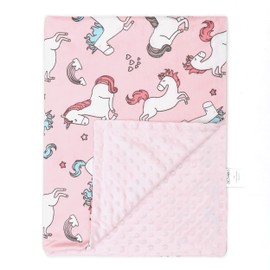 Baby Blanket for Boys Girls Baby Blankets Newborn,Super Soft Comfy,Patterned Minky with Double Layer,Dotted Backing, 30 x 40 Inch,Unicorn