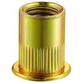 Wensilon Rivet Nut 1/2-13UNC 20Pcs Yellow Zinc Plated Finish Flat Head Rivnut Threaded Insert Nut Knurled Body