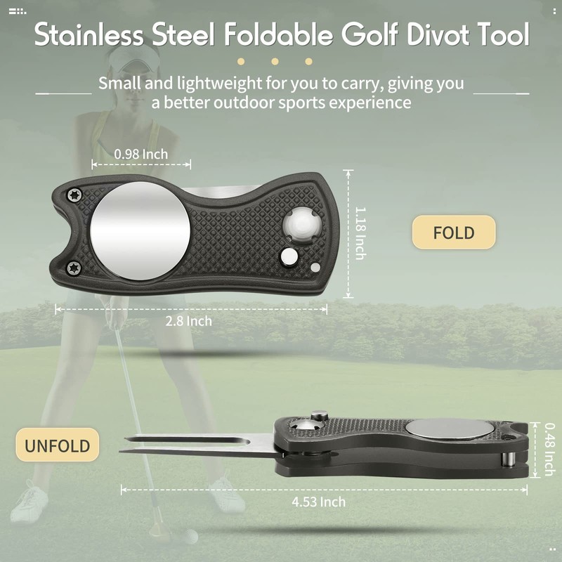 Skylety 4 Pieces Golf Divot Repair Tool with Magnetic Button