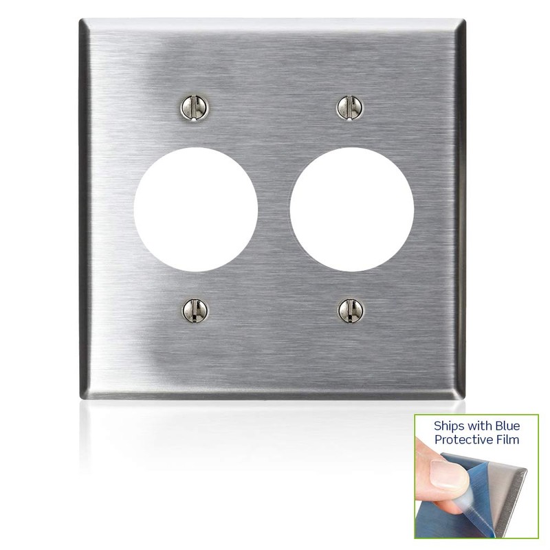 Leviton 2-Gang Hole Device Wallplate, Standard Size, Non-Magnetic Stainless Steel,