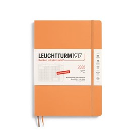 LEUCHTTURM1917 370604 Monthly Planner & Notebook 2025, Composition B5 Softcover - 16 Months, 80 g, Lined - Apricot