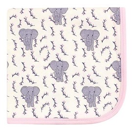 Touched by Nature Unisex Baby Organic Cotton Swaddle, Receiving and Multi-Purpose Blanket, Pink Elephant, One Size