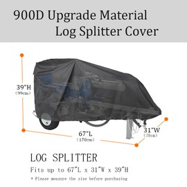 YHINGG Log Splitter Cover Waterproof 900D Oxford Cloth 67 "L X 31 "W X 39 " Suitable for 15-37 ton Gas or Electric Log splitters Weather-Resistant Wood Splitter Cover