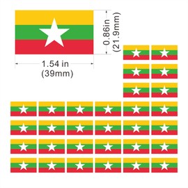 Womaha 30 Temporary Myanmar Flag Tattoos Fans Face Tattoo Stickers for Adults Kids Group Activity Props