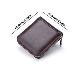 Spldsun Men's Small Wallet with Zip, Men's Slim Wallet, Men's Many Card Slots, Business Style, Suitable for the Way to Work (Colour Dark Grey), Colour: dark grey, Business Style