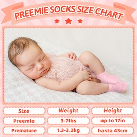 Sintege 20 Pairs Preemie Socks Premature Socks Baby Girl Lace Preemie Ruffle Socks Preemie Baby Cotton Socks for Preemie Newborn (White, Yellow, Purple, Pink, Blue, Bow Style)