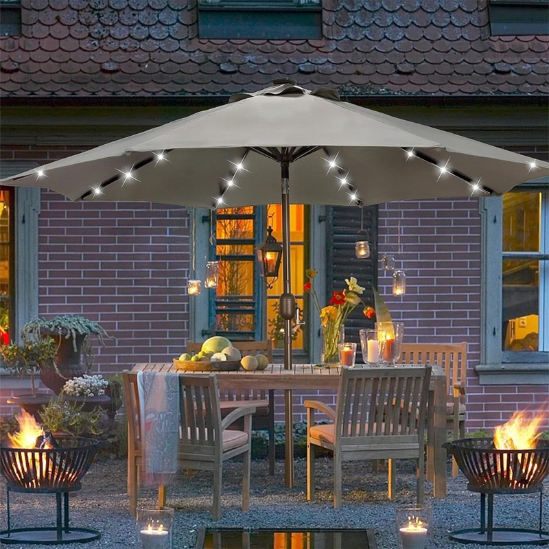 Blissun 9 ft Solar Umbrella, 32 LED Lighted Patio Umbrella,