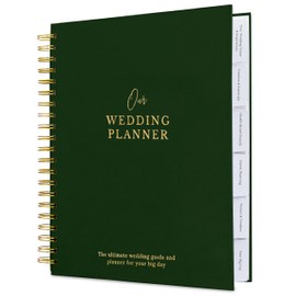 Timeless Premium Linen Wedding Planner Book and Organizer – Wedding Planning Book, Comprehensive Keepsake & Countdown Binder, Perfect Engagement Gift for Women, 11" x 9" (Forest)