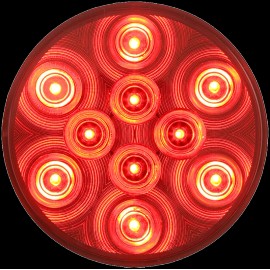 optronics (2) Red 10 LED 4" Round Truck Trailer Brake Stop Turn Tail Lights with Brackets