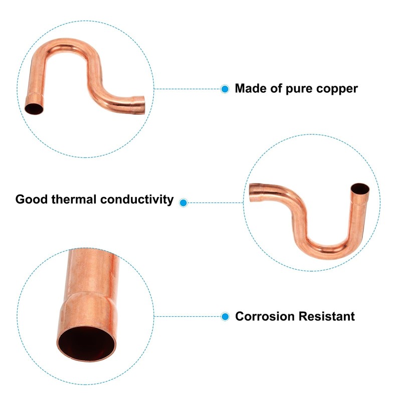 PATIKIL 1 1/4 Inch ID P-Trap Copper Pipe Fitting, 1