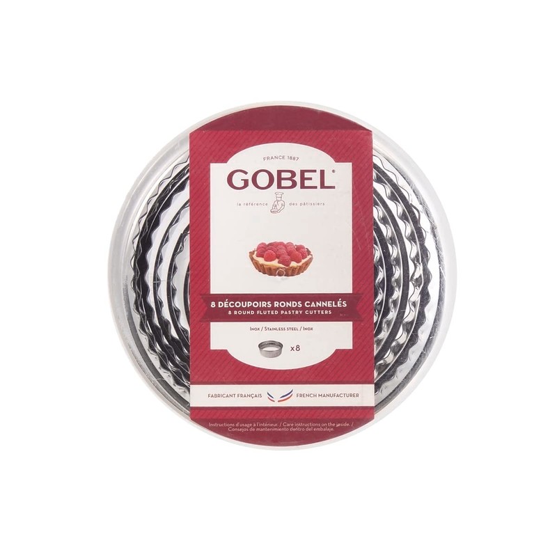 Gobel 880001 Box Round Fluted Designs 8 Pieces Stainless Steel
