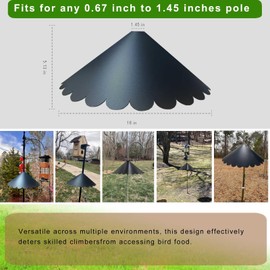Btfcrochook Squirrel Proof Baffle for Bird Feeder Pole, 16 Inch Pole Mount Squirrel Guard, Outdoor Wrap Around Bird House Protector for Shepherd’s Hook, Black, 1 Pack