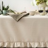 Waffle Weave Textured Rectangle/Oblong Tablecloth with Cotton Retro Ruffle Trim