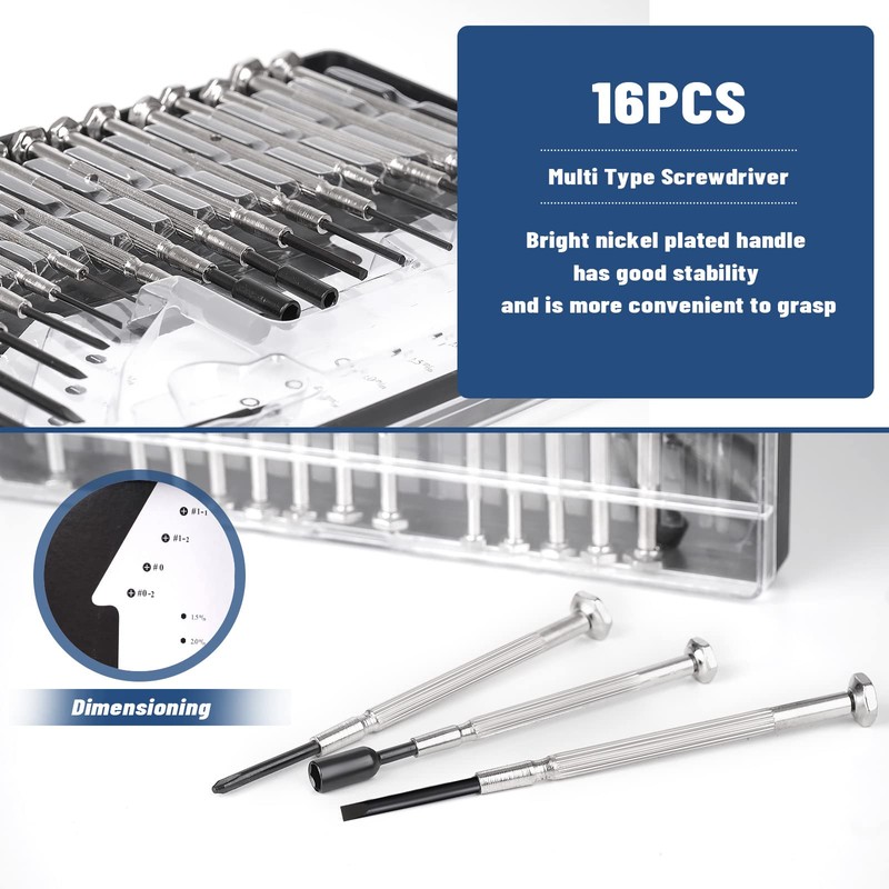 16PCS Mini Precision Screwdriver Set, XAQISHIRE Small Screwdriver Kit with