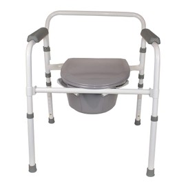 Homecraft Steel Commode, Portable Toilet, Metal Toilet Bowl and Bucket for Bedside Bathroom Use