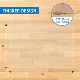 Clear Chair Mat, FUNMAT 36" x 28" Chair Mat for Hard Floors, Chair Mat for Gaming, Vinyl Floor Mat for Home Office Kitchen Living Room, Not for Carpet