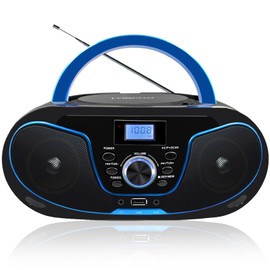 LONPOO Stereo CD Boombox Portable Bluetooth Digital Tuner FM Radio CD Player with USB Playback,Bluetooth-in,AUX Input and 3.5mm Earphone Output & Music Sound System