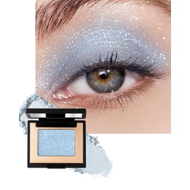 Glacier Blue Glitter Eyeshadow Palette, Single Metallic Shimmer Eye Shadow