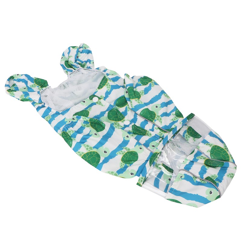 Reflective Puppy Raincoat Sea Turtle Pattern Lightweight Breathable Waterproof Pet
