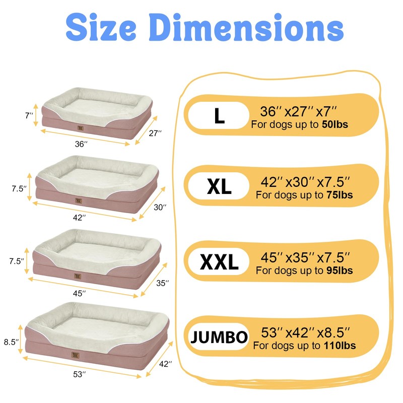 Orthopedic Foam Large Dog Bed XLarge Dog Beds with Removable