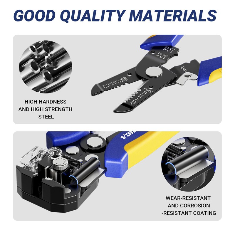 haisstronica Wire Stripper Tool Set, 10-24 AWG Self-Adjusting & Manual,