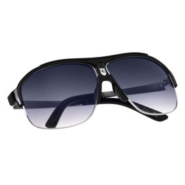 Khan Flier - 70's Vintage Retro Semi Rimless Driving Aviator Sunglasses (Smoke Silver)