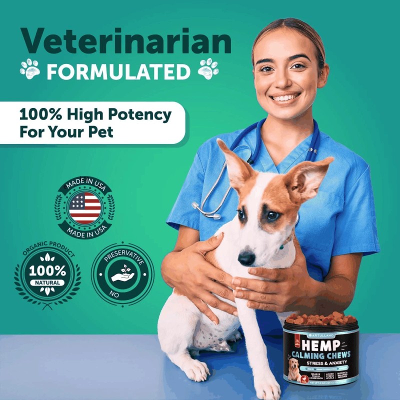 Artullano Calming Chews for Dogs Anxiety Relief Treats with Turmeric