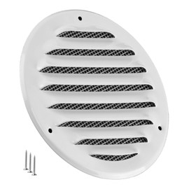 TURvent 100mm Lüftungsgitter Weiß - Metall Belüftungsgitter mit Insektenschutz - Rundes Lüftungsabdeckung für Wand und Decke - Zu- / Abluftgitter für innen und außen - Gitter mit Schrauben