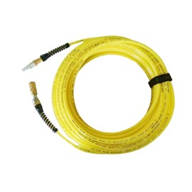 Zeluga Z-Flex Industrial Interchange with Ball Coupler and Air Safety Plug Reinforced Polyurethane Air Hose 300 PSI (Transparent Yellow, 1/4in. x 100ft.)