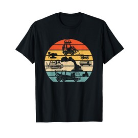 Construction Truck Vehicles Bulldozer Excavator Themed Party T-Shirt