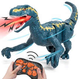 LILYBUDS Remote Control Dinosaur Toys for Kids 3-5 5-7, One-Key Demo Simulated Jurassic Velociraptor Dino Toys for Kids Boys with Light & Sounds, Dinosaur Toys Gifts for 3 4 5 6 7 8 Years Old Boys