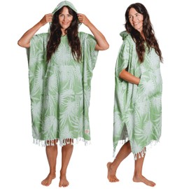 Nova Blue Green Jungle Beach Poncho – Green Swimsuit Cover up – Hooded Towel Adult (33 X 37) – 100% Turkish - Cotton Quick Dry Surf Accessories