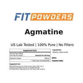 FitPowders Agmatine Sulfate Powder 1 Kilogram (Multiple Sizes) Strength and Pump (Nitric Oxide) 100% Pure Agmatine Powder, Vegan, Gluten-Free