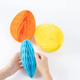 evelay 8 Pack Honeycomb Paper Easter Egg Hanging Decorations Party Wedding Tree
