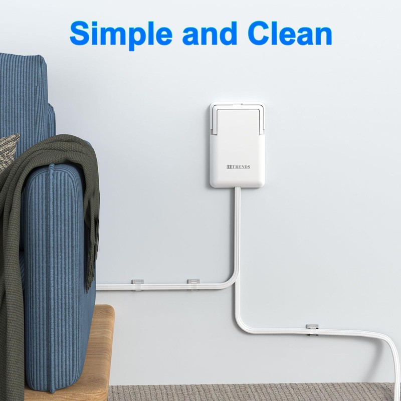 6FT Ultra Flat Plug Dual Extension Cord with 6 Outlets,