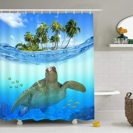 X-Labor Beach Motif Shower Curtain Waterproof Anti-Mould Includes 12 Shower Curtain Rings Washable Bath Curtain 180 x 200 cm Pattern A