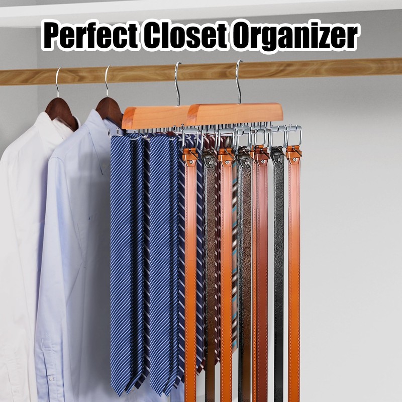 Sindax Tie Hanger for Closet, Wooden Tie Holder Organizer,1 Pack