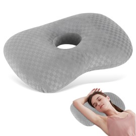 Mapille Piercing Kissen, 44x32x8cm, Donut Kissen mit 10cm Loch Große, Erhöhte Füllhöhe, Piercings Pflege Ergonomisch, Recovery Pillow für Seitlichen Schlaf Ohr Gegen Ohrenschmerzen (Grau)