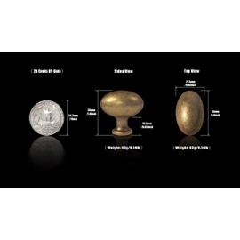 Goo-Ki 12 Packed Zinc Alloy for Drawer Knobs - 1.2 Inch(36MM) Oval Antique Brass Cabinet Knobs
