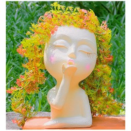 EylbKey Planter Pot, Head Face Planter, Flower Pots for Plants, Succulent Planter, Head Planter, Flower Pots for Plants, Face Planters Pot Indoor and Outdoor,AirKiss,Pale Yellow,1Pack