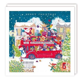 Tracks Publishing Charity Christmas Cards - Christmas Fun Double Decker Bus - Eco-Friendly - Pack of 5 Cards
