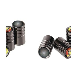 Decorative Tyre Valve Dust Caps, Black Aluminium, Set of 4 with gift box compatible with Abarth cars