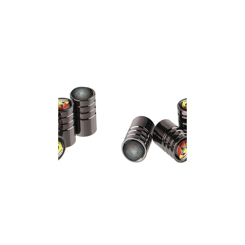 Decorative Tyre Valve Dust Caps, Black Aluminium, Set of 4