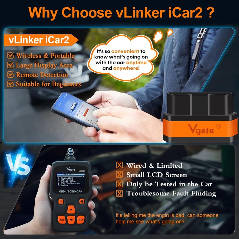 vLinker iCar2 BLE 4.0 OBD2 Bluetooth Adapter Auto Scanner Car