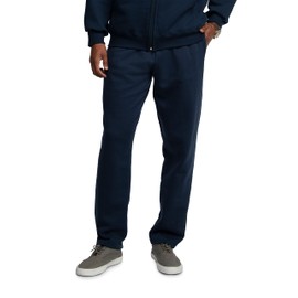 Fruit of the Loom Men's Eversoft Fleece Open Bottom Sweatpants with Pockets, Relaxed Fit, Moisture Wicking, Breathable, Navy, Large
