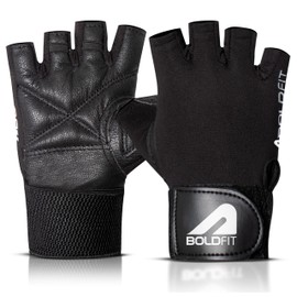 Boldfit Gym Gloves for Men & Women with Wrist Support Accessories for Weightlifting, Training, Exercise, Cycling Gloves, Bike Riding Gloves- Warrior -L, Polycotton Blend, Black, Large (8" - 8.5")