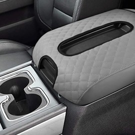 DEYTOP Center Console Cover for Chevy Silverado & Sierra 2014-2018 Accessories Console Armrest Cover for Chevy Tahoe Yukon 2015-2019 Car Cushion Protector Pad (Gray, 14-18 Full Floor Console)